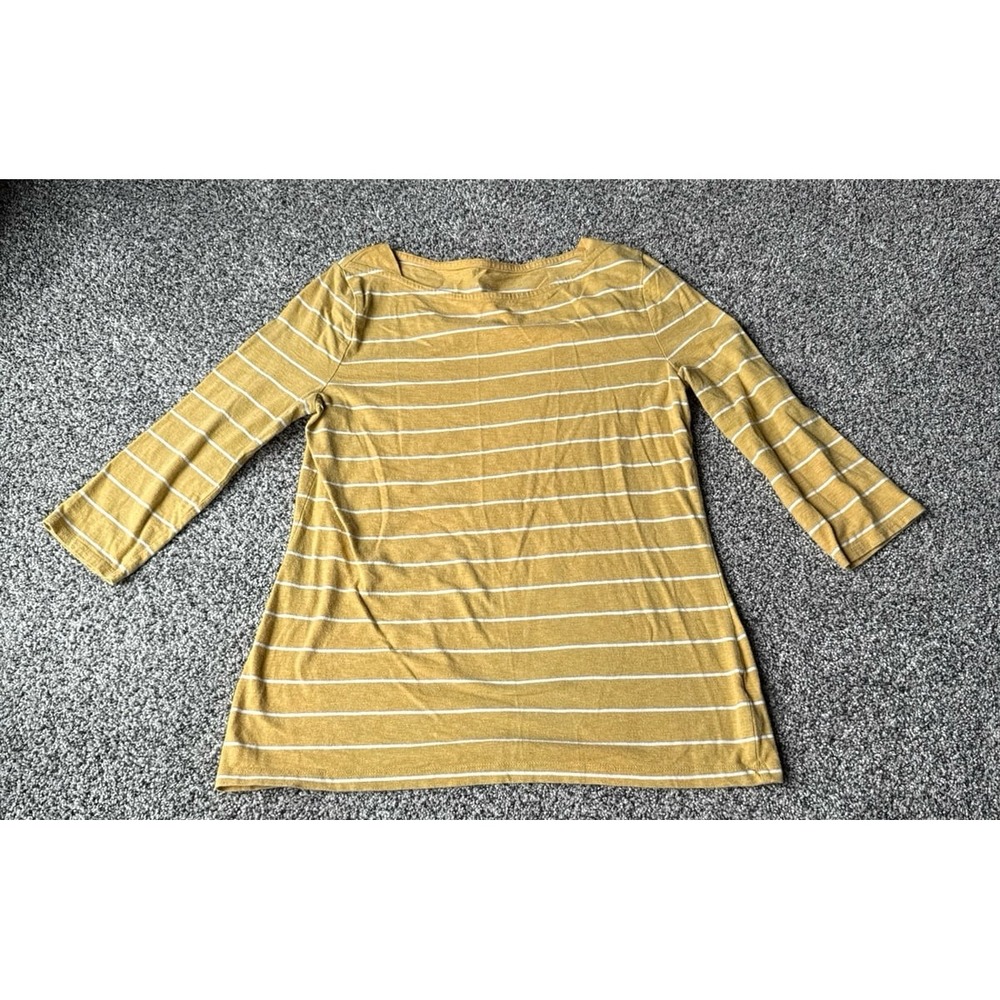 A New Day Women's yellow white striped quarter sleeve top size large